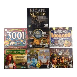 Nostalgic 2000s PC Game Lot (7) Hidden Object Mystery & Puzzle Y2K Big Box